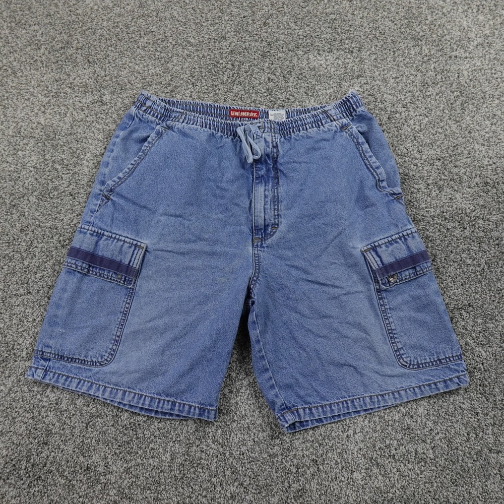 VTG Uninobay Shorts Mens XL Blue Denim Cargo Jean Jorts Grunge Skate Hip Hop Y2K